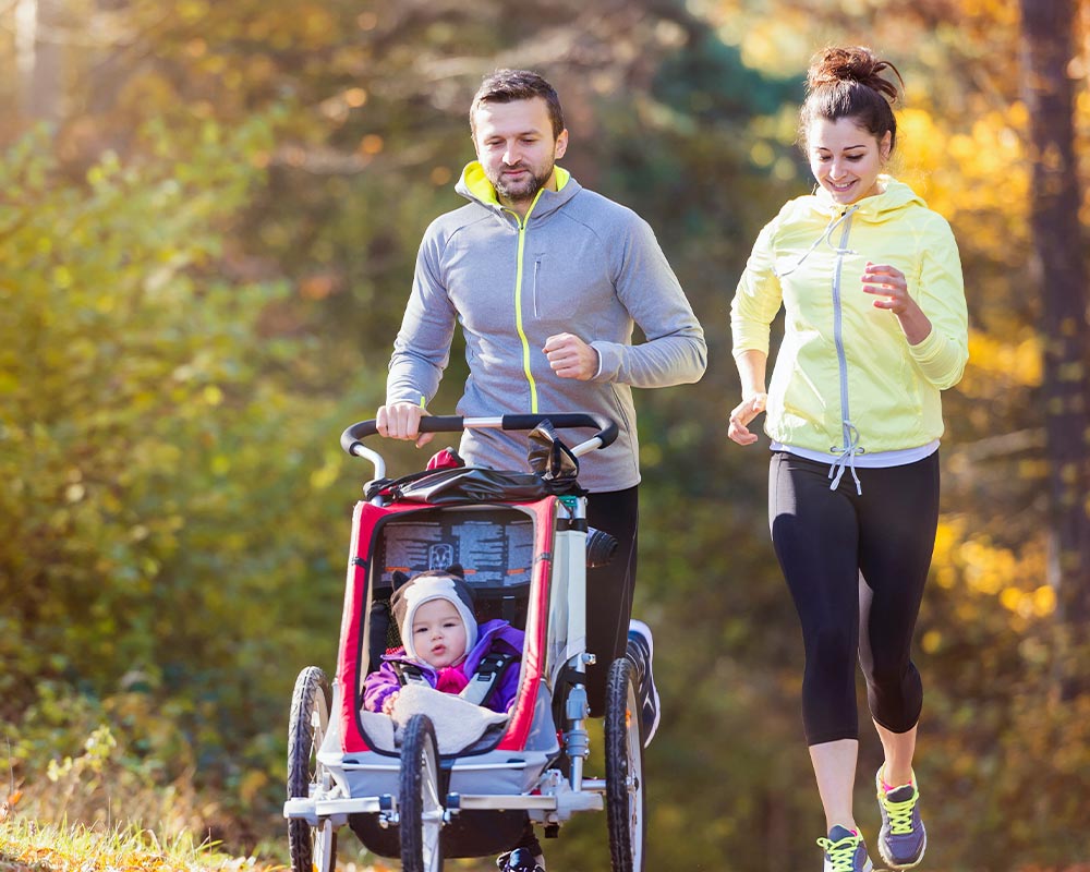 family running on the trail