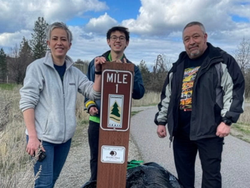 volunteers cleaning centennial trail at mile 1 volunteers cleaning centennial trail at mile 1